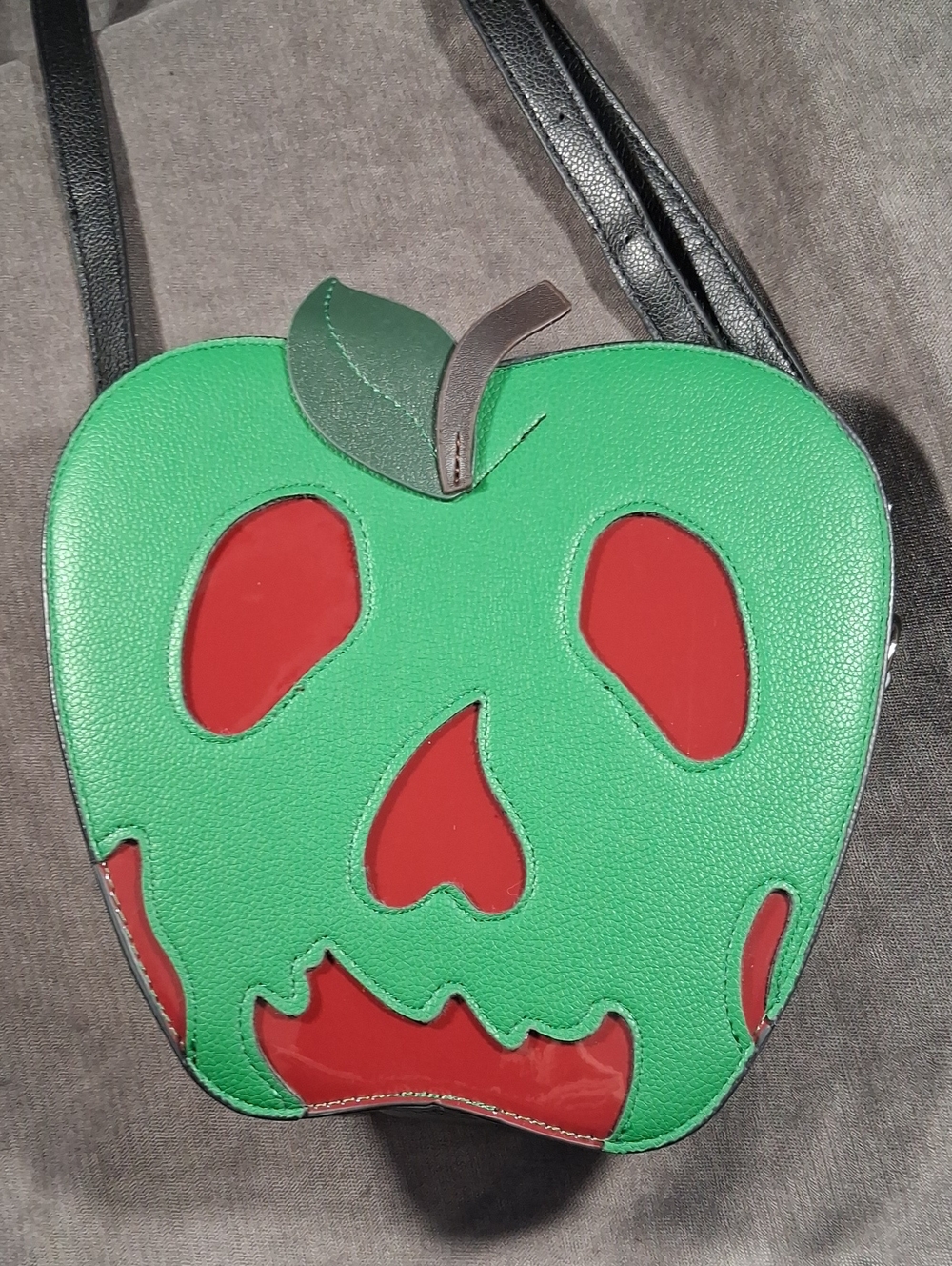 Sleepyville Critters Poisoned Apple Green Black Red Faux Leather Bag NEAR NEW